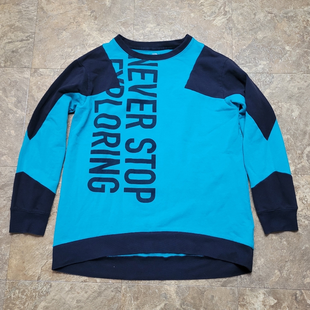 The North Face Train N Logo Sweatshirt Womens Medium Green Long Sleeve Pullover
